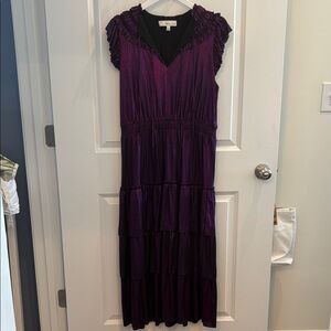 Adelyn Rae Purple Maxi Dress with Ruffled Sleeves
